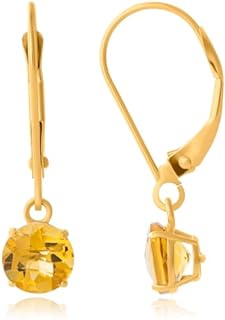 Lever-Back 10k Yellow Gold Citrine Dangle Earrings for Women by Max + Stone - Round 6mm Design