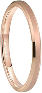 CROWNAL 2mm Black/Silver/Gunmetal/Rose Gold Tungsten Wedding Couple Bands Rings Men Women Matte Brushed Finish Center Engraved I Love You Size 4 To 17