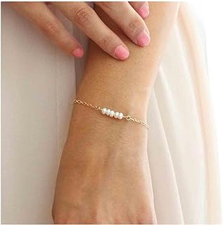 Yheakne Minimalist Gold Pearl Bracelet with Seed Beads for Women and Girls in Vintage Boho Design