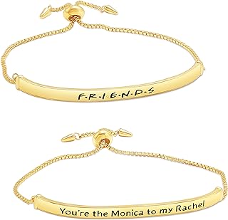 Friends TV Show Inspired Brass Charm Bracelet Set with Box Chain and Lobster Claw Clasp - Logo & Character Designs Included