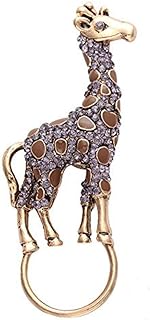 Distinctive Giraffe Brooch with Magnetic Clasp & Sparkling Crystal Gems, Ideal Gift for Accessory Lovers, Retro Design by NOUMANDA