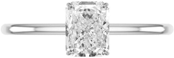 Generic 1.5 CT Crushed Radiant Cut Colorless Moissanite Engagement Ring for Women, Hidden Halo Handmade Moissanite Diamond Bridal Wedding Ring, Anniversary Propose Gifts Her, Yellow