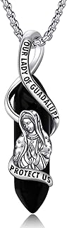 925 Sterling Silver Our Lady of Guadalupe Pendant Necklace with C-link Chain & Lobster Clasp, Spiritual Jewelry Gift for Women