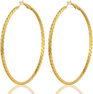 80mm Large Clip-On Hoop Earrings - Stainless Steel with 18K Gold Plating - Hypoallergenic for Women And Girls - Circle Design
