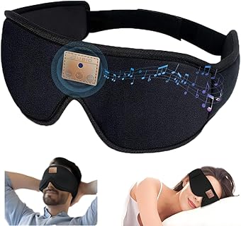 AndThere Bandeau de Sommeil Bluetooth 3D et Casque Anti Bruit, Idéal pour Femmes et Hommes, Confortable, Extensible, Parfait pour Dormir et Voyager