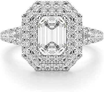 Stunning 6 CT Emerald Cut Moissanite Engagement Ring in 925 Sterling Silver - A Timeless Vintage Promise for Her