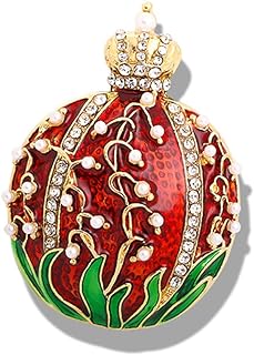 Rhinestone Red Fruit Christmas Poinsettia Brooch Pin for Women Girls Fashion Cute Princess Crown Shell Pearls Flower Green Leaf Xmas Festival Ornament Brooches Lapel Pins Dainty Jewelry Gift