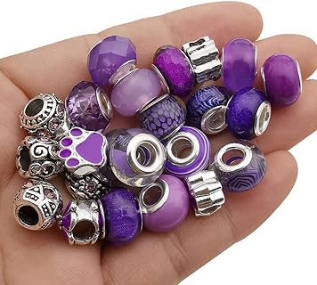 WOCRAFT Purple Resin Bead Necklace in Metal, Glass, and Leather, Suitable for DIY Jewelry Crafts; Round Design - M570-Purple