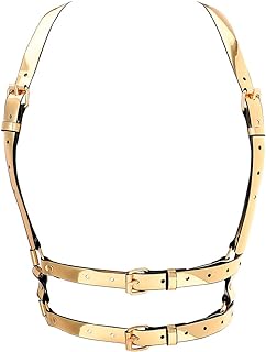 Gold Leather Body Chain Harness with Punk Design for Women and Girls by Cosydays