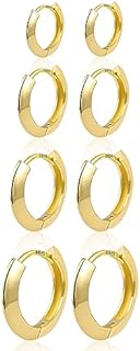 ALEXCRAFT Small Gold Hoop Earrings Set for Women Diamond Pave Gold Earrings Set with Sterling Silver Post