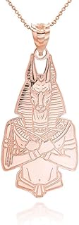 Egyptian Jewelry 14K Rose Gold Personalized Name Anubis Pendant Necklace Ancient Egypt Desert Grim Reaper - Choice of Chain Length or Pendant Only
