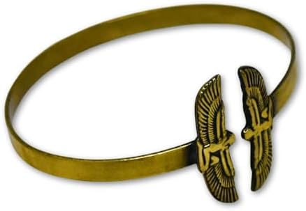 bonballoon Egyptian Egypt Pharaoh Brass Bracelet Cuff Isis Wings Queen Cleopatra Nefertiti Luck Hieroglyphics Pharaohs Pharaoh’s Costume Jewelry Accessory Hieroglyphic Souvenir