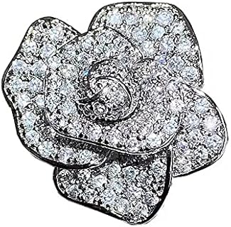 Elegant Camellia Open Statement Rings for Women Girls Dainty Rhinestone CZ Crystal Engagement Promise Rings Wedding Band Wrap Finger Bands Xmas Jewelry Gifts BFF