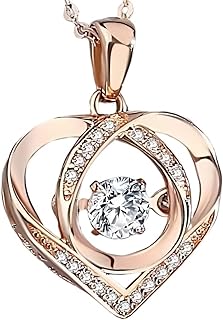 Sparkling Cubic Zirconia LED Heart Pendant Necklace with Durable Cable Chain for Women - 925 Sterling Silver Fashionable Piece