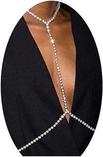 Sexy Body Chain Crystal Bikini Bra Top Rhinestone Bra Chains Silver Chest Chain for Women and Girls