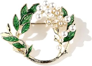 Elegant Leaf Design Gemstone and Metal Brooch Pin by Nobrand - Versatile Accessory for Women, Stylish Gift for Special Occasions