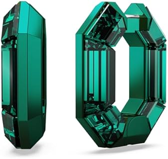 Swarovski Lucent Small Hoop Earrings, Green Octagon-Shaped Crystals, Part of the Swarovski Lucent Collection