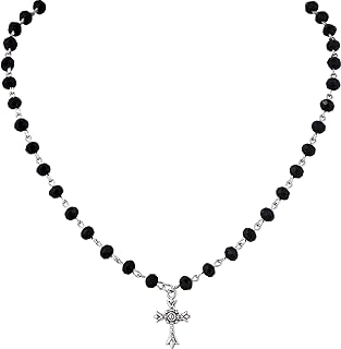 Cable Clasp Gothic Zinc Cross Necklace for Women with Y2K Grunge Design