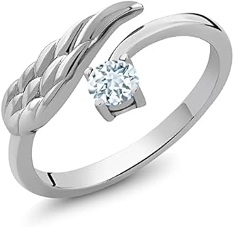 Celestial Sterling Silver Created Diamond Angel Wing Engagement Ring | Round 4MM | Perfect Wedding, Anniversary or Promise Ring for Women | Sizes 5-9 Available