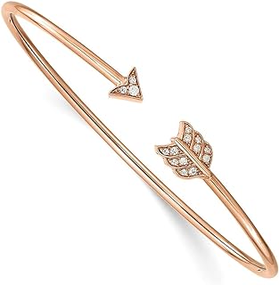Exquisite 14k Rose Gold Lab Grown Diamond Bangle Bracelet with Unique Clasp and Arrow Cuff Design for Women