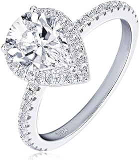 2CT Vintage Halo Moissanite Engagement Ring for Women D Color Lab Diamond Pear Shaped Wedding Rings Sterling Silver Promise Anniversary Ring