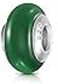 Galaxy Gold's Rainbow Charm Bracelet with Sterling Silver Chain & Cubic Zirconia, Genuine Murano Glass for Women, Swirl Design