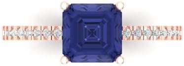 Clara Pucci 2.7 ct Cushion Cut Created Tanzanite 14k Yellow Gold Solitaire with Accents Wedding Engagement Bridal Promise Ring