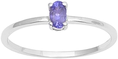 Stacking/Stackable Band Tanzanite Oval Gemstone 925 Sterling Silver Women/girls Wedding Ring (6)