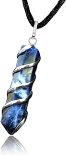 Sodalite Crystal Necklace with Lobster Clasp + Stylish SS Chain for Meditation Enthusiasts - Oval-Shaped Natural Gem Healing Accessory