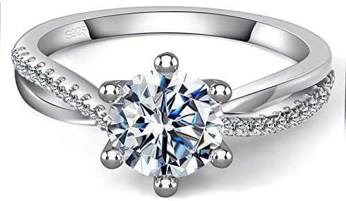 Brilliant Earth Moissanite Engagement Rings with Sterling Silver for Women, D-shaped Diamond Design