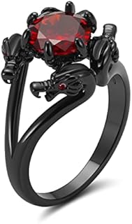 Ginger Lyne Collection Gothic Dragon Claw Engagement Ring for Women, Sizes 5-12 - 8mm Solitaire Cubic Zirconia - Black Gun Metal Plated Elven Fantasy Style Jewelry