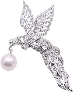 Classic Eagle Shaped Brooch with White Freshwater Pearl Centerpiece in Durable Alloy, Pin Clasp Design for Elegant Appeal