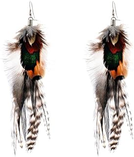 Vibrant Bohemian Style Multicolor Pheasant Feather Dangle Earrings with French Wire Back Finding for Women and Girls