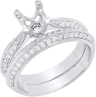 Dazzlingrock Collection Round White Diamond Semi Mount Engagement Ring Set for Women (0.50 ctw, Color I-J, Clarity I1-I3) in Gold