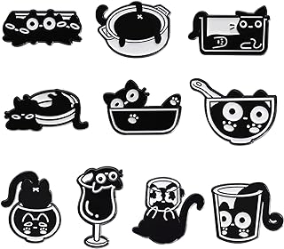 Black Cat Enamel Pins for Women Girl Cute Animal Enamel Brooch Pins for Jackets Playful Cat Enamel Brooch Badge DIY Accessories Decor(All)