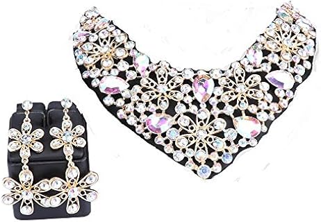 Moroccan Style Bridal Necklace Earrings Set with Rhinestones Crystal Fashion Wedding Jewelry Sets
