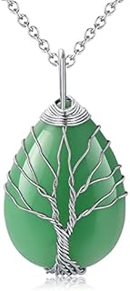 MAIBAOTA Green Aventurine Healing Crystal Necklace with Box Chain for Women and Girls - Teardrop Design