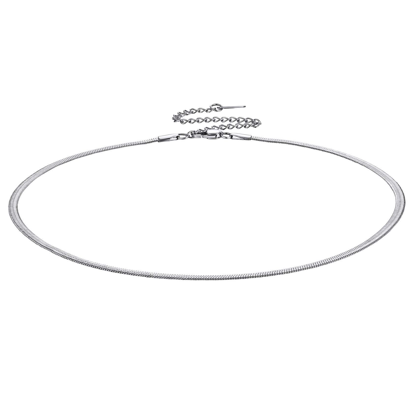 Lobster Clasp 12" Adjustable Stainless Steel Herringbone Choker Necklace by ChainsHouse - Sophisticated Flat Snake Chain Design for Women - Stylish Rose Gold and 18K Gold Plated Options