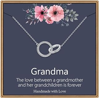 IEFLIFE Cubic Zirconia Embellished 2 Circles Necklace for Grandma with Cable Chain, Symbolizing Generational Bond – An Ideal Gift for Any Occasion