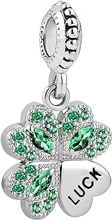 NARTGO Good Luck Four Leaf Clover Charm Compatible with Pandora Charms Bracelets