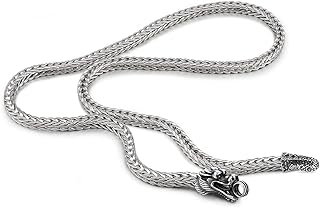 Lobster Clasp Sterling Silver Dragon Choker Necklace with Curb Chain for Men, Punk Vintage Design, 20-26 inches