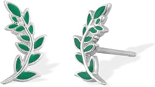 Boma Jewelry Sterling Silver Branch Climber Stud Earrings with Hand Painted Enamel