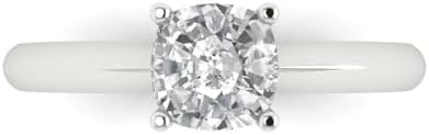 Clara Pucci 1.0Ct Cushion cut Lab Created Grown Diamond SI1-2 J-K 10K Yellow Gold Solitaire Engagement Promise Bridal Anniversary Ring