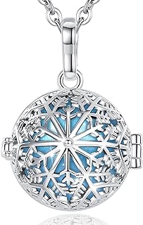 EUDORA Harmony Bola Snowflake 20mm Musical Chime Ball Perfume Pendant Necklace, 30"