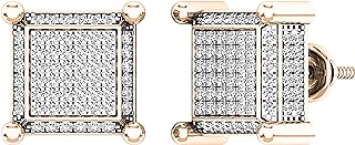 Dazzlingrock Collection Round Lab Grown White Diamond Iced Cube Dice Shape (Unisex) Stud Earrings (0.90 ctw, Color H-I, Clarity SI2) in Gold