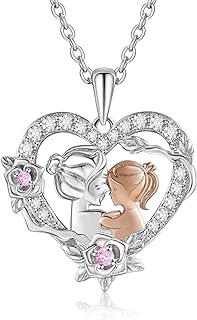 Mothers Day Gifts for Mom from Daughter Heart Mother Daughter Necklace Flower Pendant Necklace Birthday Christmas Gift for Mom