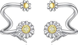 Radiant Sterling Silver Daisy Stud Earrings for Women - Whimsical Flower Jewelry for Everyday Wear and Special Occasions - Light and Comfortable Dangle Design - Ideal Gift for All Ages