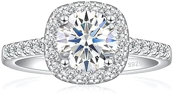 1.2CT 925 Sterling Silver Engagement Rings for Women Cushion Cut Halo Cubic Zirconia Promise Rings for Her Size 4-12