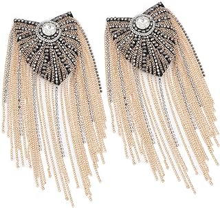 Bronze Crystal Shoulder Brooch with Pin Clasp for Men and Women - Rhinestone Tassel Design