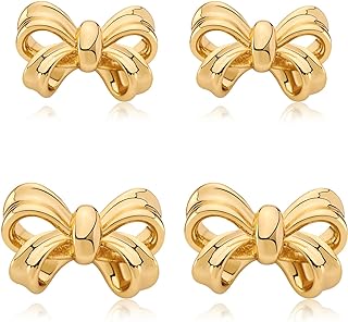 HESSAWELL Ribbon Bow Stud Earrings Gold Stud Earrings for women jewelry Gift